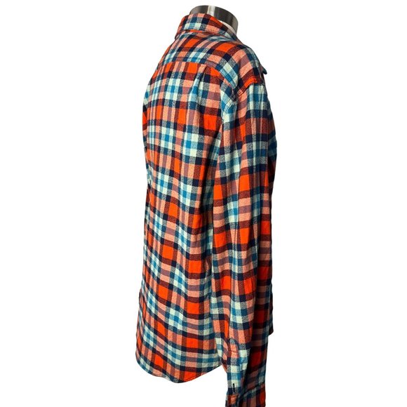 Merona men’s XL red blue plaid button-down flannel long sleev - Picture 5 of 14